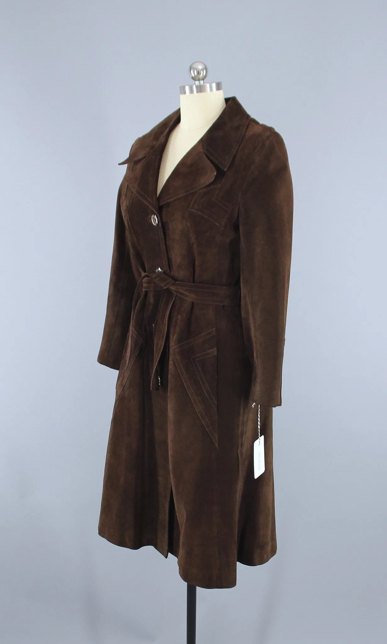 1970s Vintage Brown Suede Trench Coat