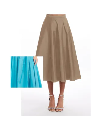 A-LINE TAFFETA MIDI SKIRT POOL