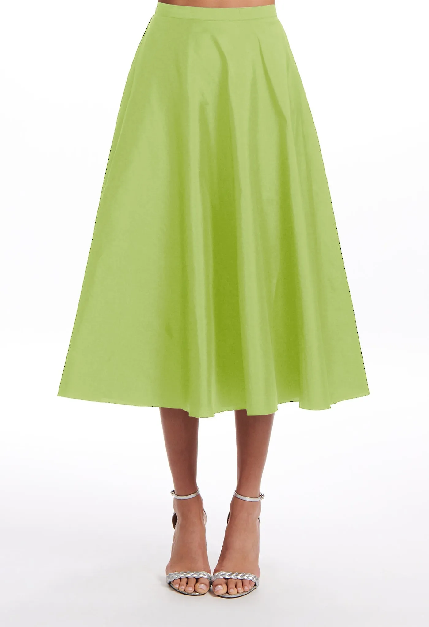 A-LINE TAFFETA MIDI SKIRT SUNTAN