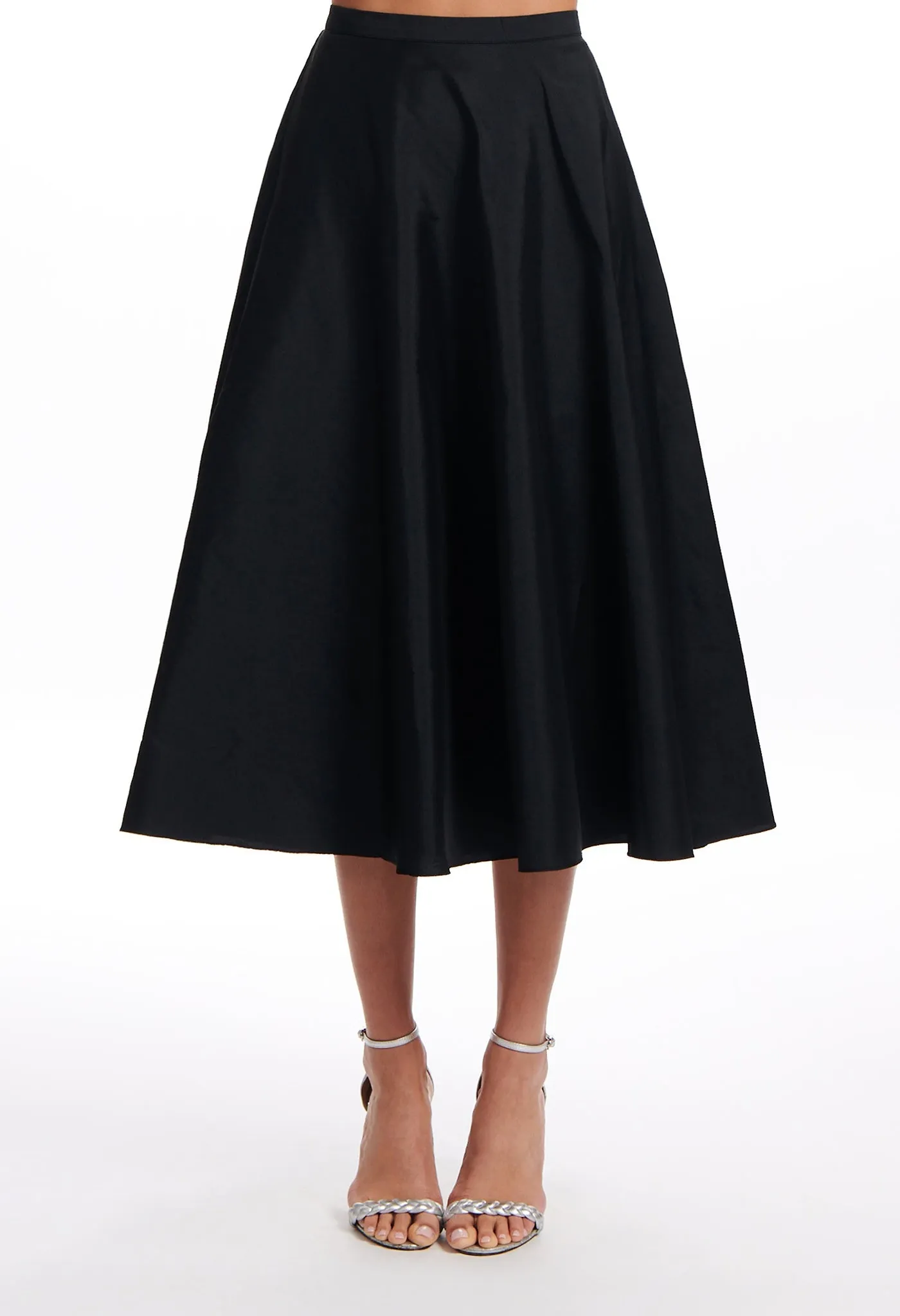 A-LINE TAFFETA MIDI SKIRT SUNTAN