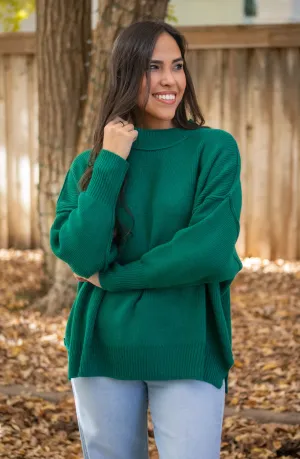 An Eye For You Green Mock Neck Sweater