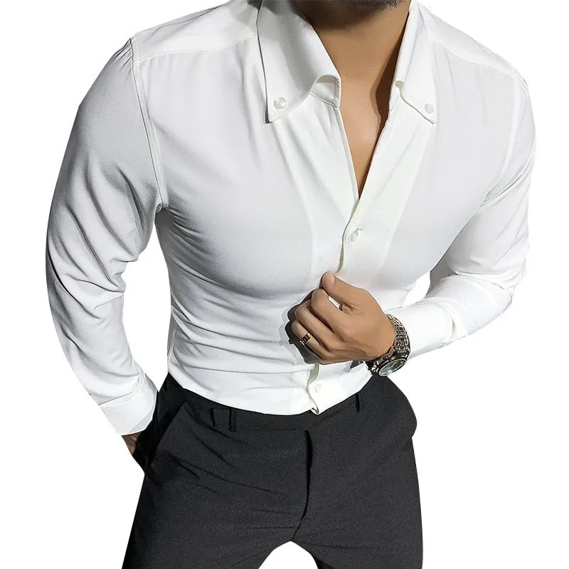 AntoniosClothing Solid Elegant Long-Sleeve Shirt