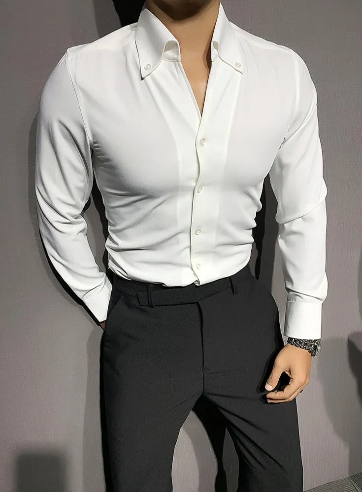 AntoniosClothing Solid Elegant Long-Sleeve Shirt