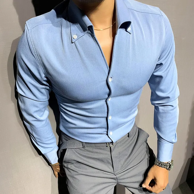 AntoniosClothing Solid Elegant Long-Sleeve Shirt