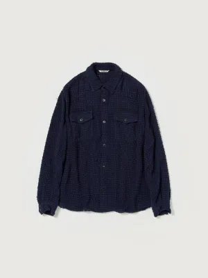 Auralee HOMESPUN SUMMER TWEED MESH SHIRT - Navy