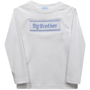 Big Brother Smocked LS Tee- White