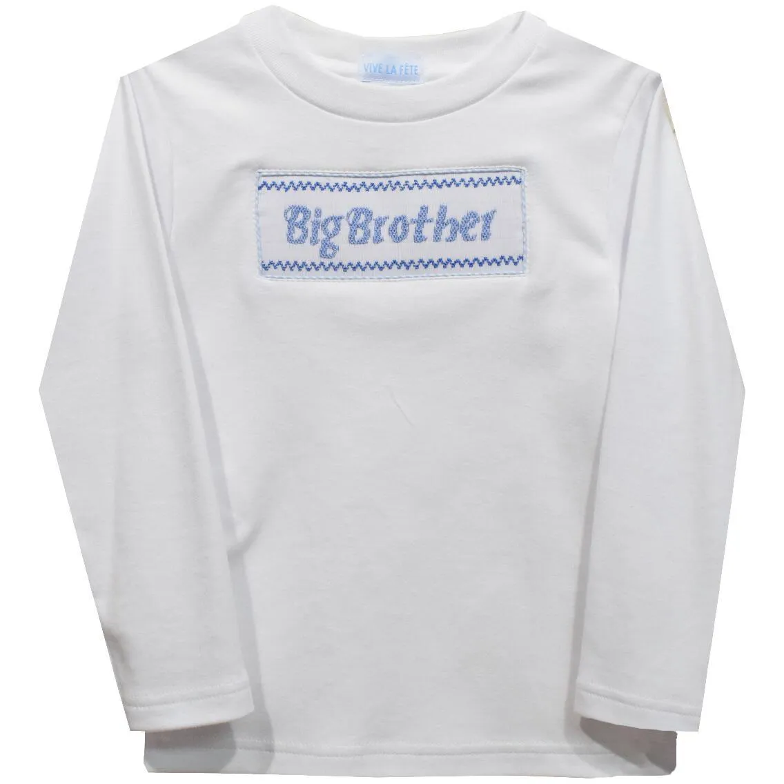 Big Brother Smocked LS Tee- White