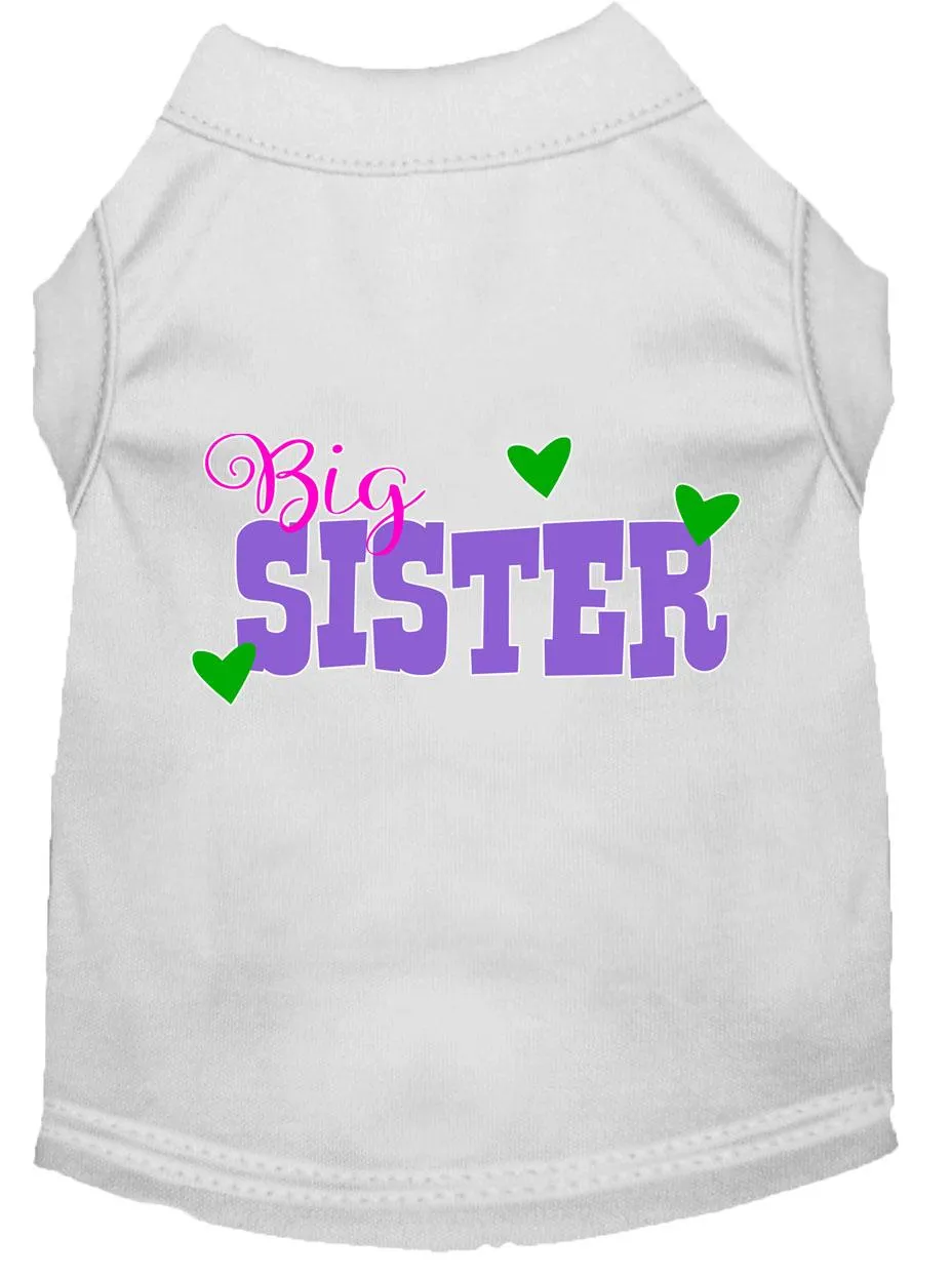 Big Sister Screen Print Dog Shirt White Xs