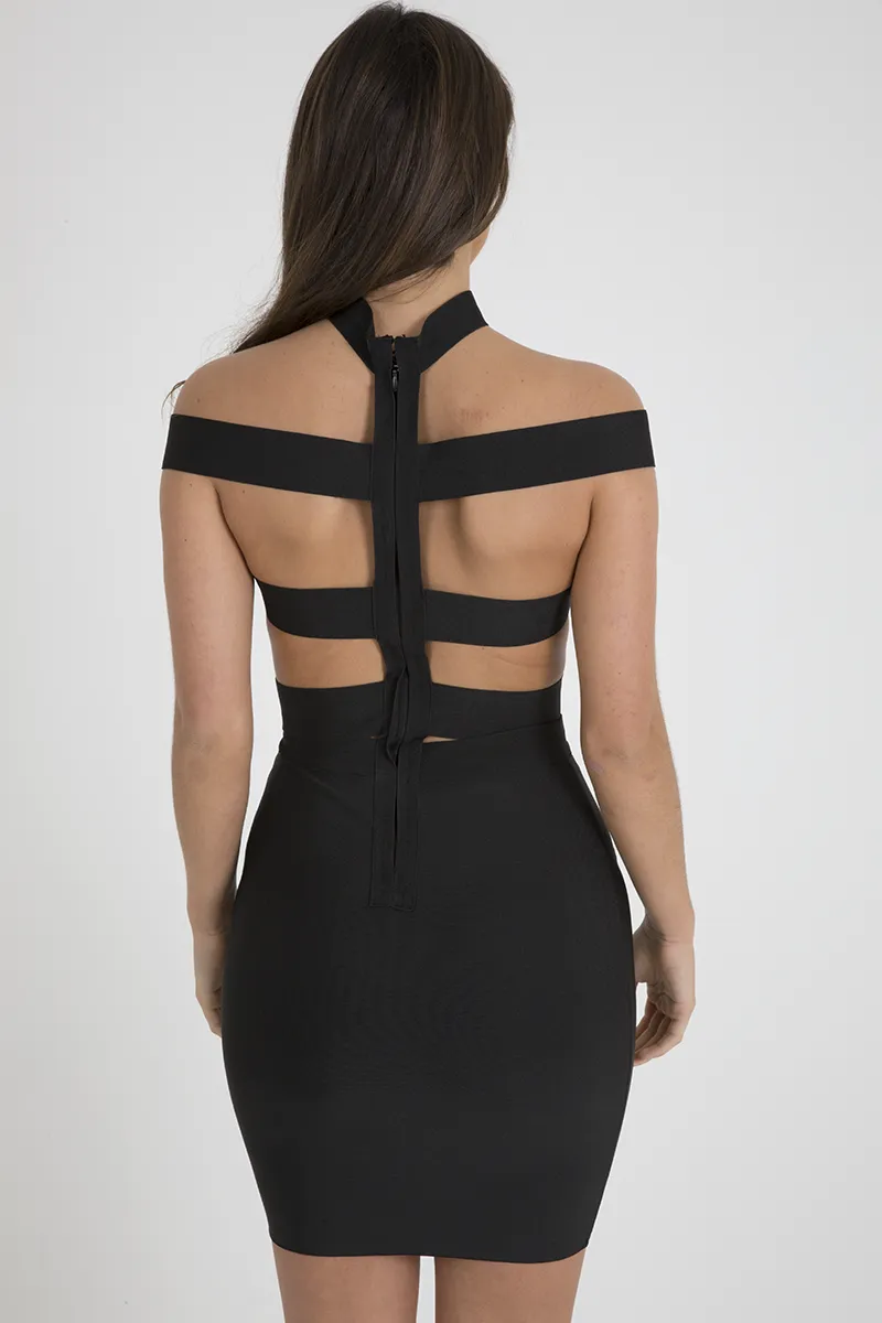 Black Cut Out Bandage Dress - Ainsley