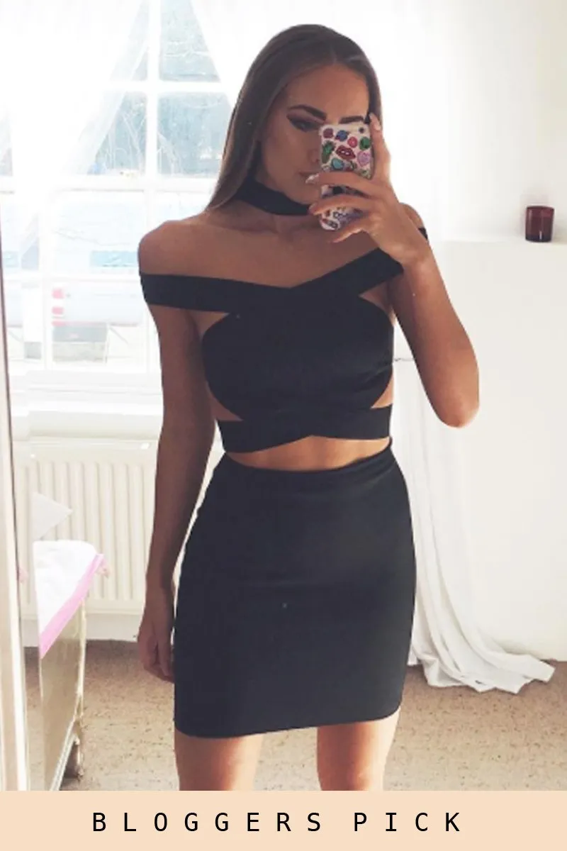 Black Cut Out Bandage Dress - Ainsley