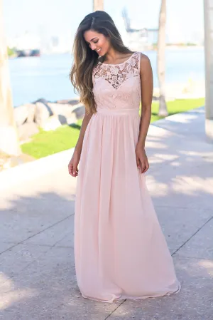 Blush Maxi Dress with Crochet Top