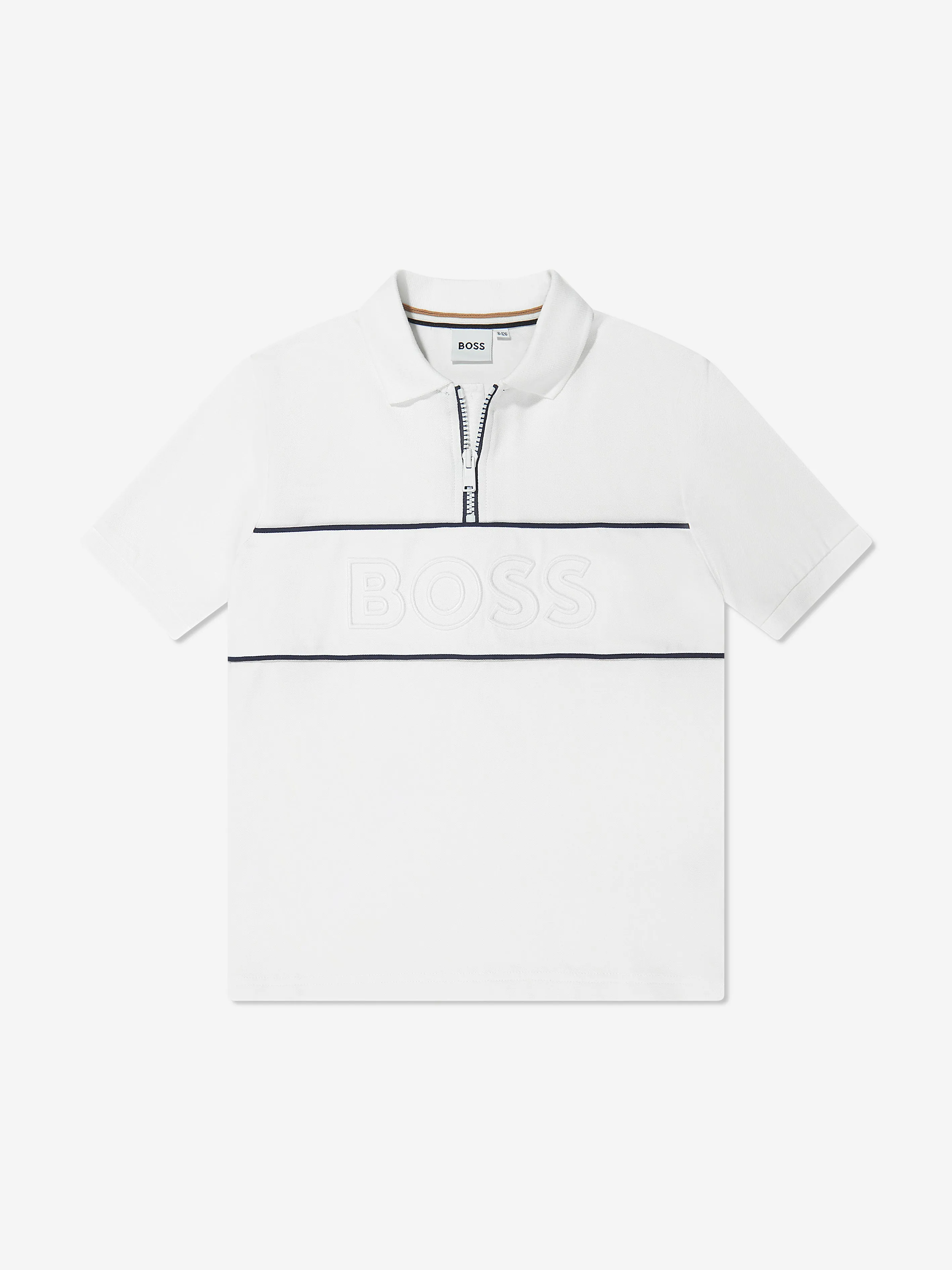 BOSS Boys Embroidered Logo Polo Shirt in White