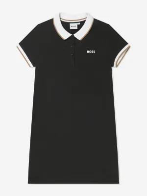 BOSS Girls Polo Dress in Black