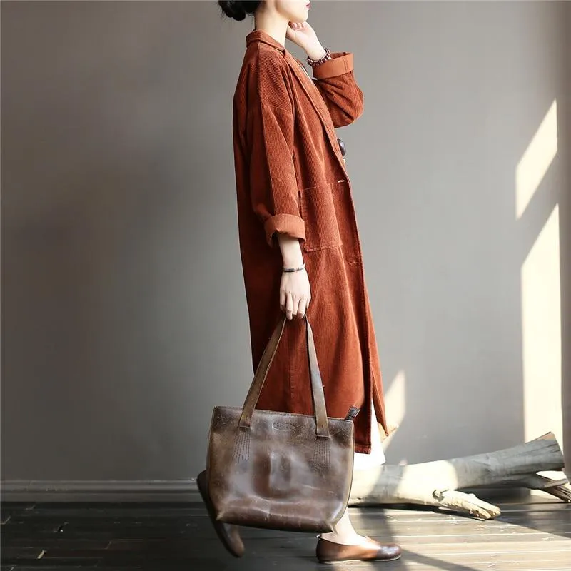 Casual Chic Corduroy Trench Coat