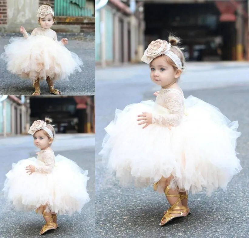 Champagne Tulle Precious Princess Baby Girl Special Occasion Dress-Flower Girl- First Birthday Girl Dress