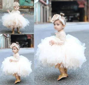 Champagne Tulle Precious Princess Baby Girl Special Occasion Dress-Flower Girl- First Birthday Girl Dress