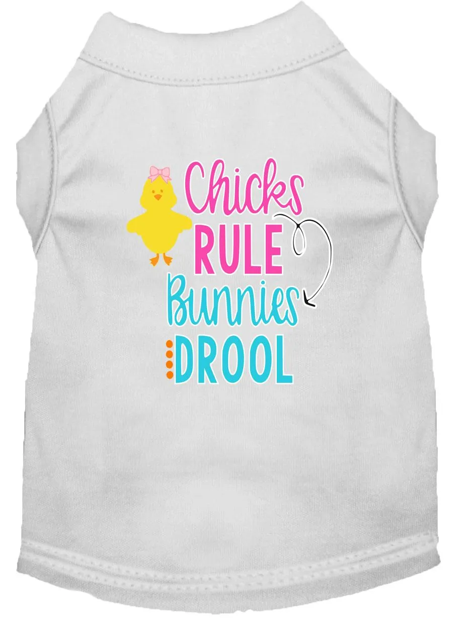 Chicks Rule Screen Print Dog Shirt White Lg (14)