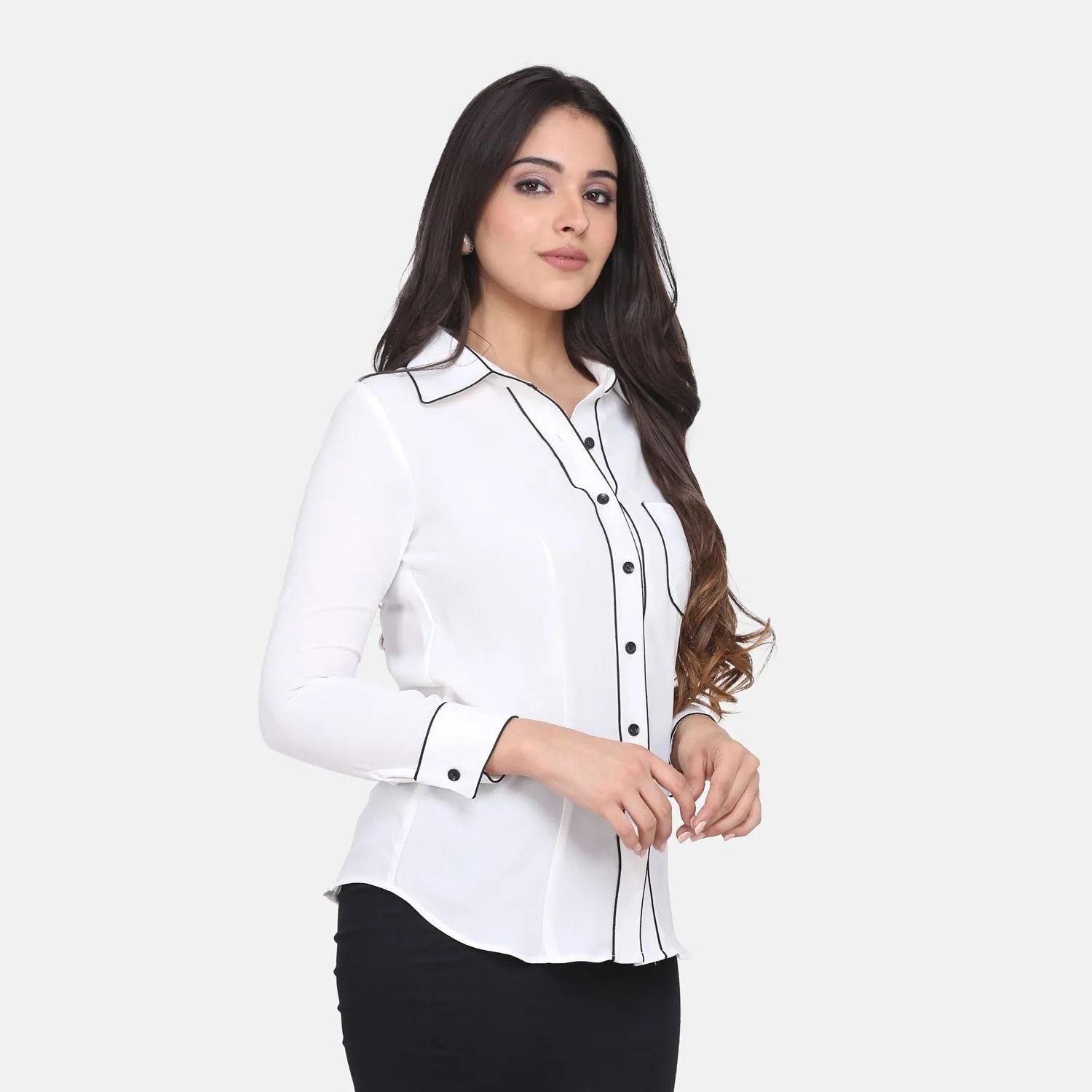 Classic Office Formal White Collared Women's Shirt