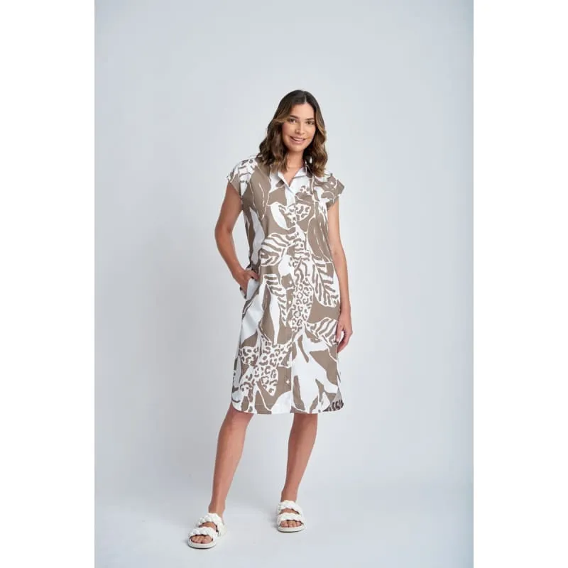 Cotton Shirt Dress With Belt | Twig Jungle Print