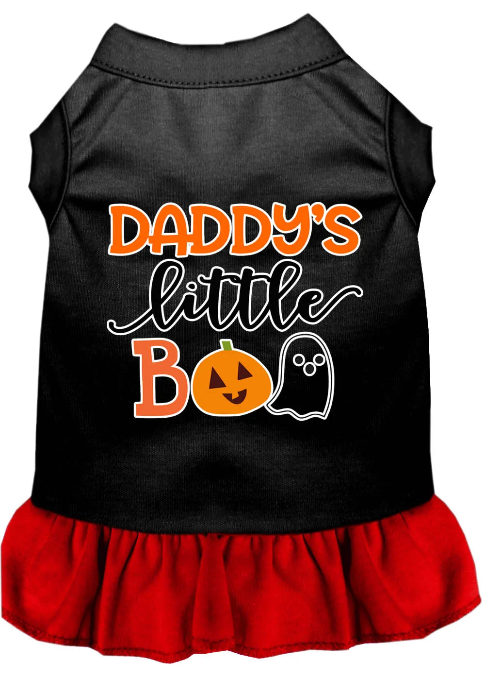 Daddy's Little Boo Screen Print Dog Dress Black With Red Med