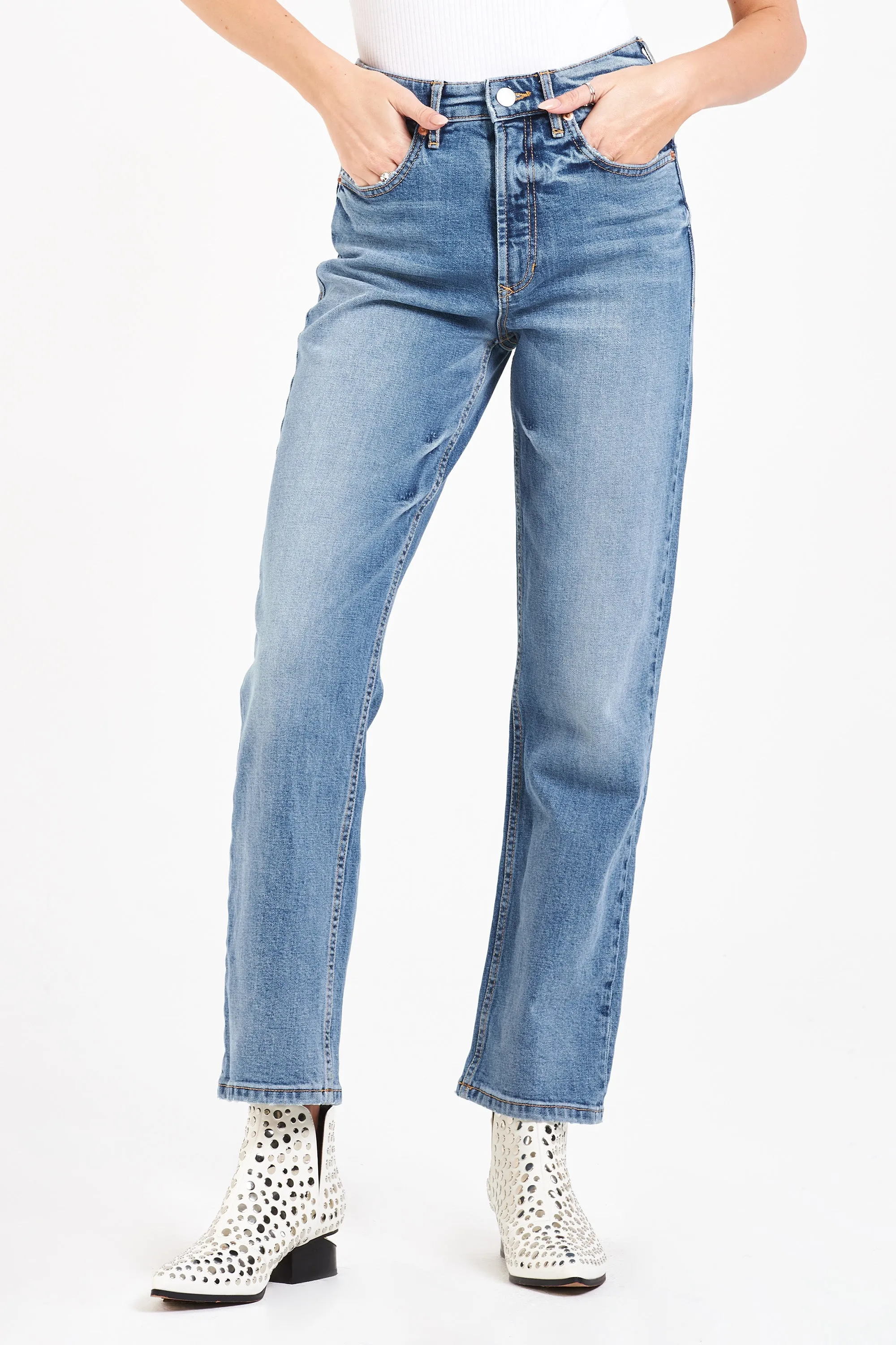 Dear John 90’s Ultra High Rise Straight Jeans in Explorer