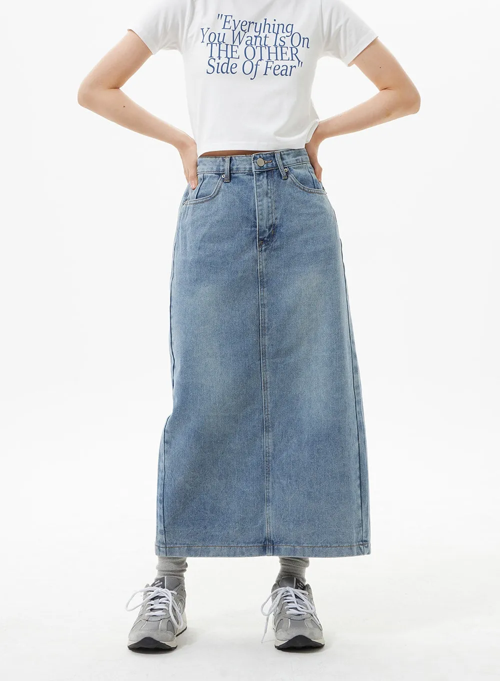 Denim A-Line Maxi Skirt OA321