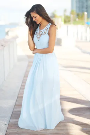 Dusty Blue Lace Maxi Dress