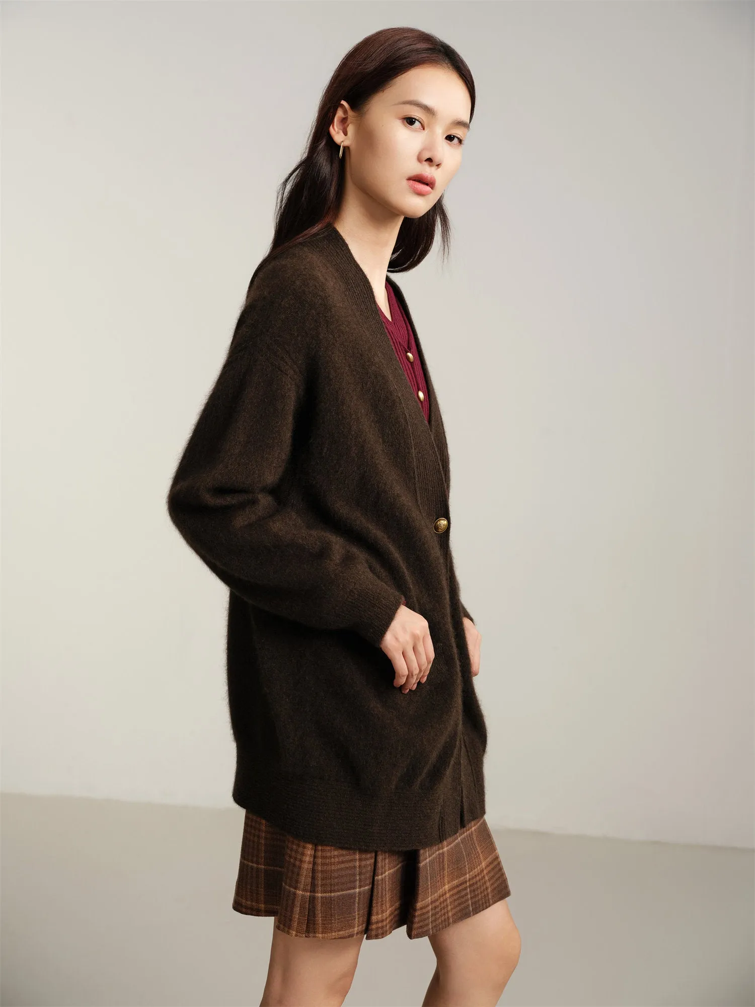 EP YAYING Yak Wool Knitted Cardigan