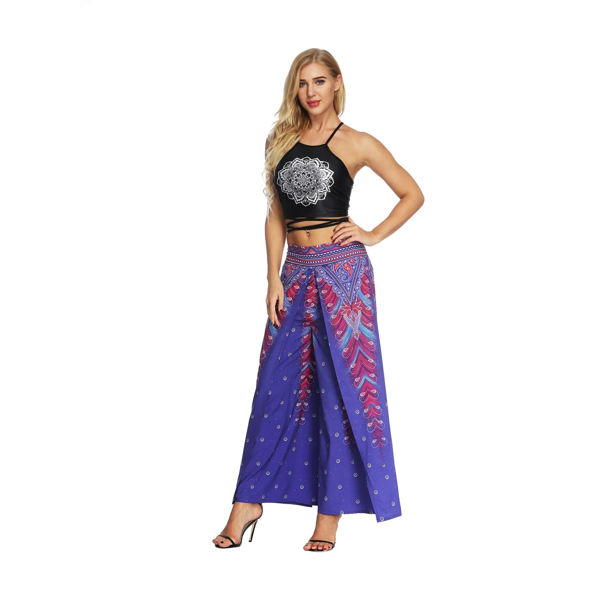 Fashion Ethnic Digital Printing High-waist Wide-leg Yoga Pants Leisure 3