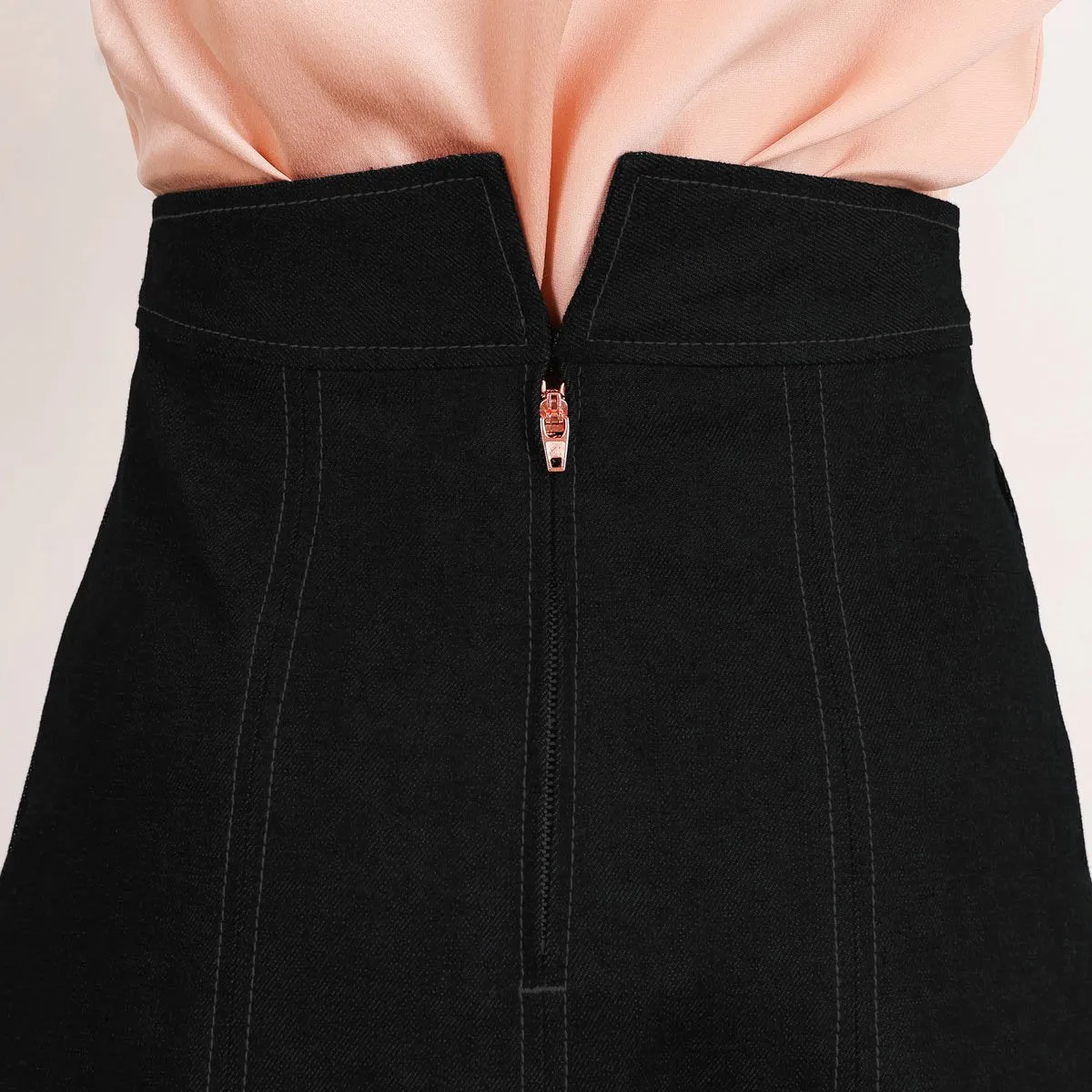 Flow Denim Skirt Black