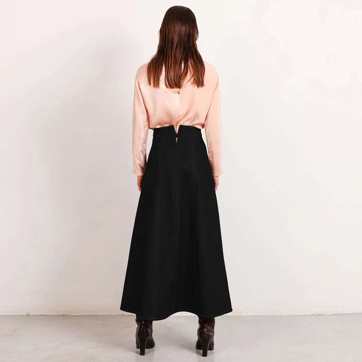 Flow Denim Skirt Black