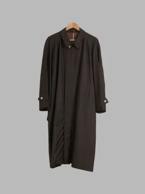 Grass men’s 1980s brown wool silk covered placket mackintosh coat - M L