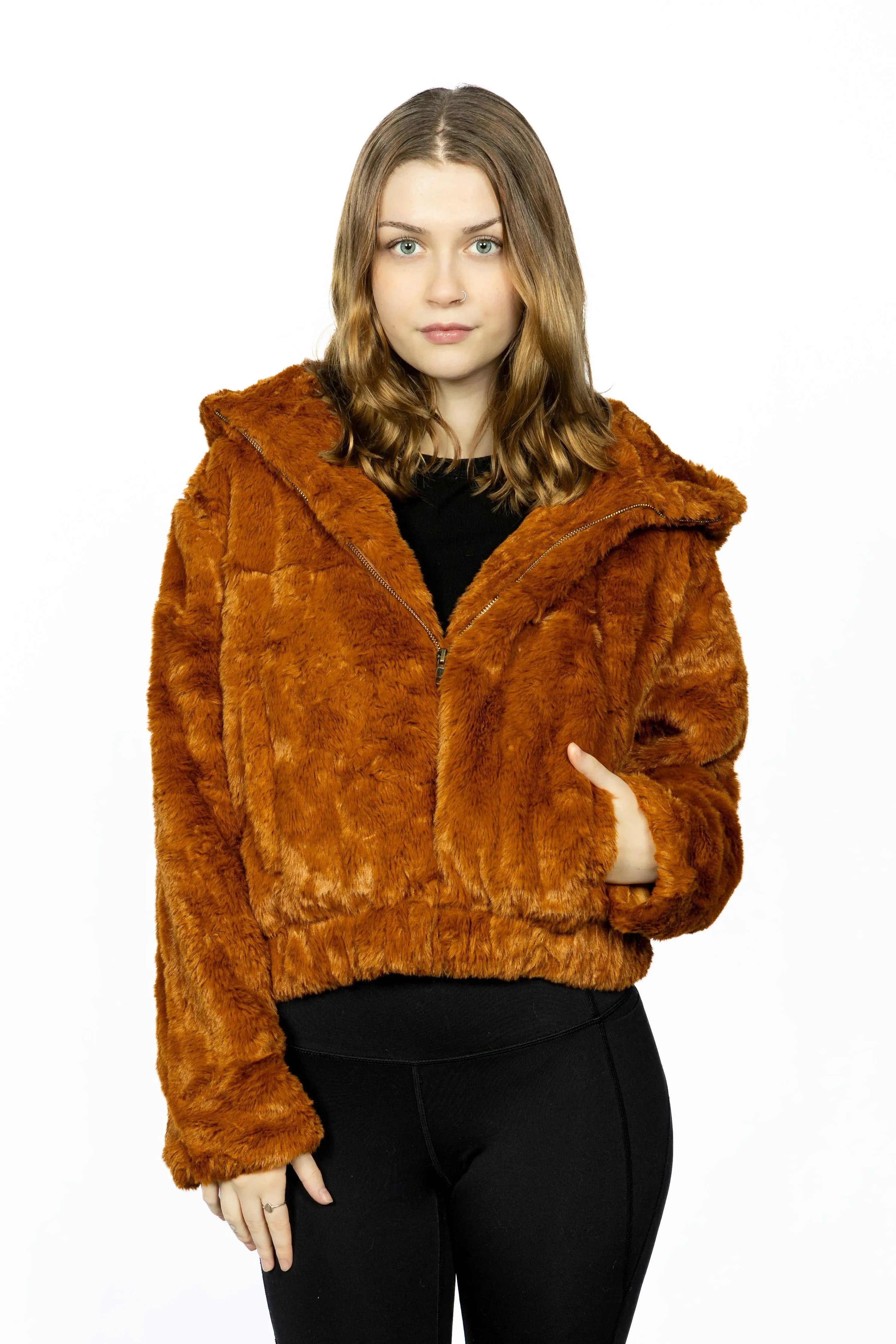 Hooded Faux Fur Jacket