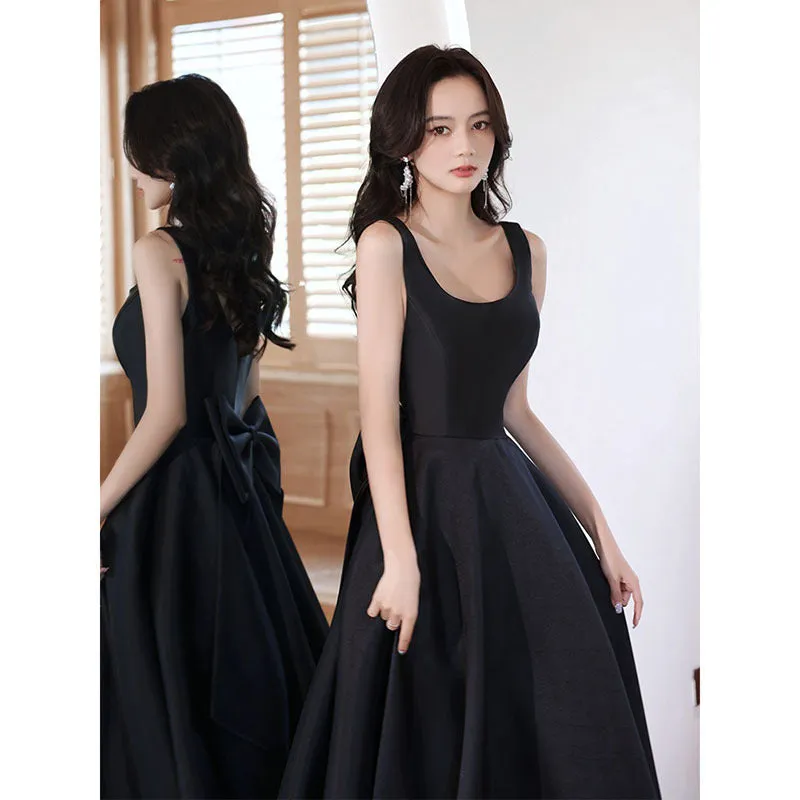 IKEARLAX  Black Evening Dress for Women New  Hepburn Style Banquet Temperament Host Art Exam Dress Annual Party Evening Dress