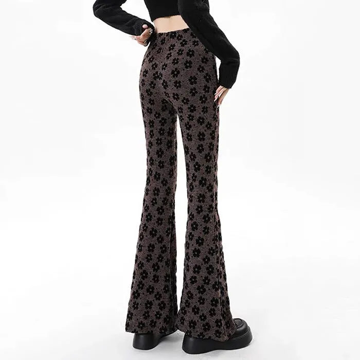 Indie Aesthetic Floral Flare Trousers