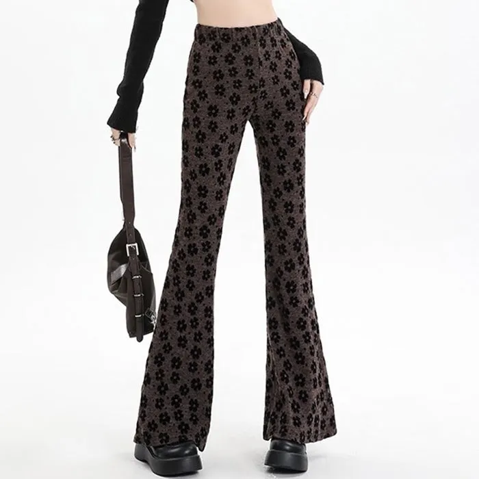 Indie Aesthetic Floral Flare Trousers