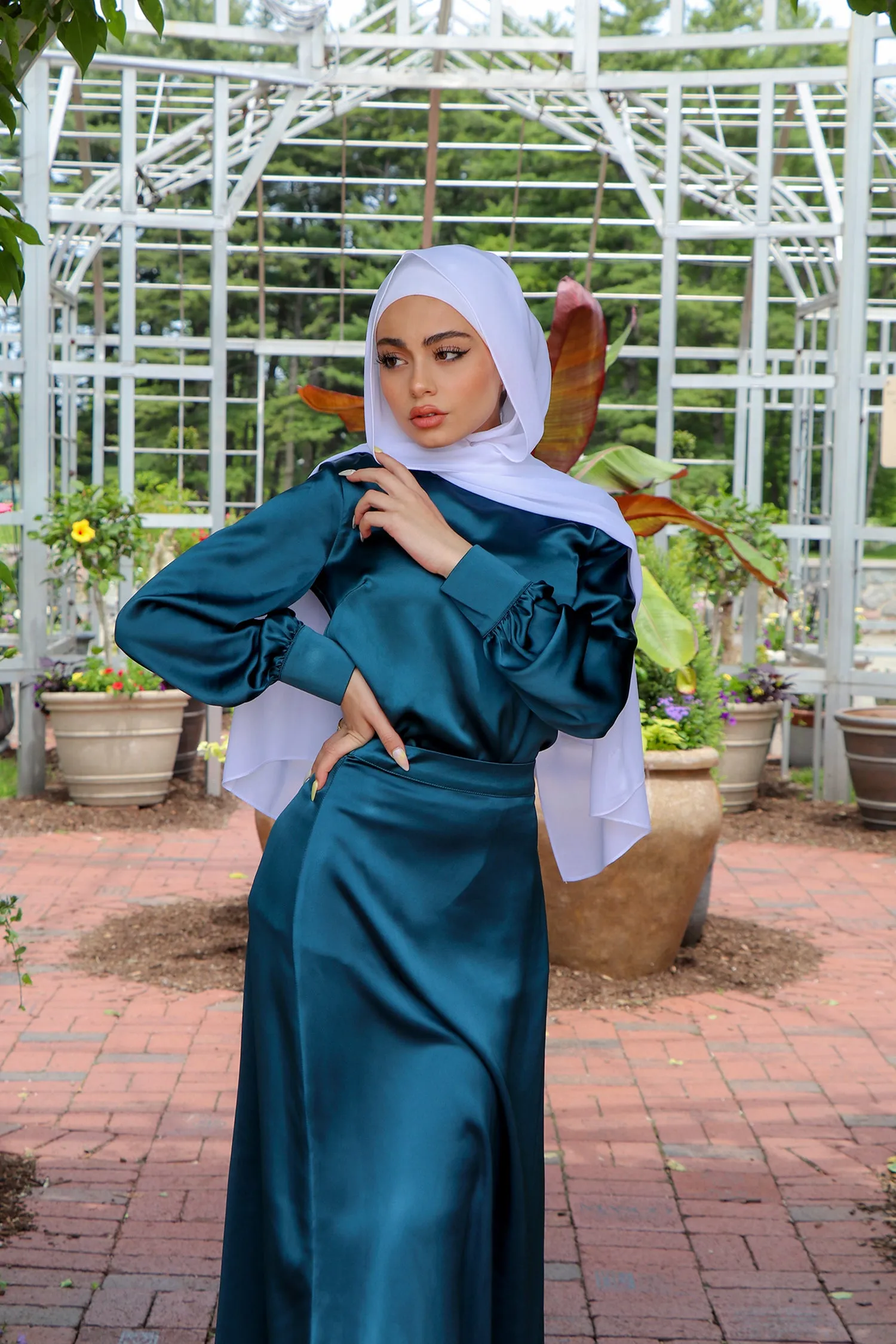 Lameera Satin Skirt - Dark Teal