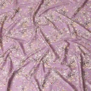 Lavender Dreams Cotton Satin Fabric: Indias Floral Elegance-D17586