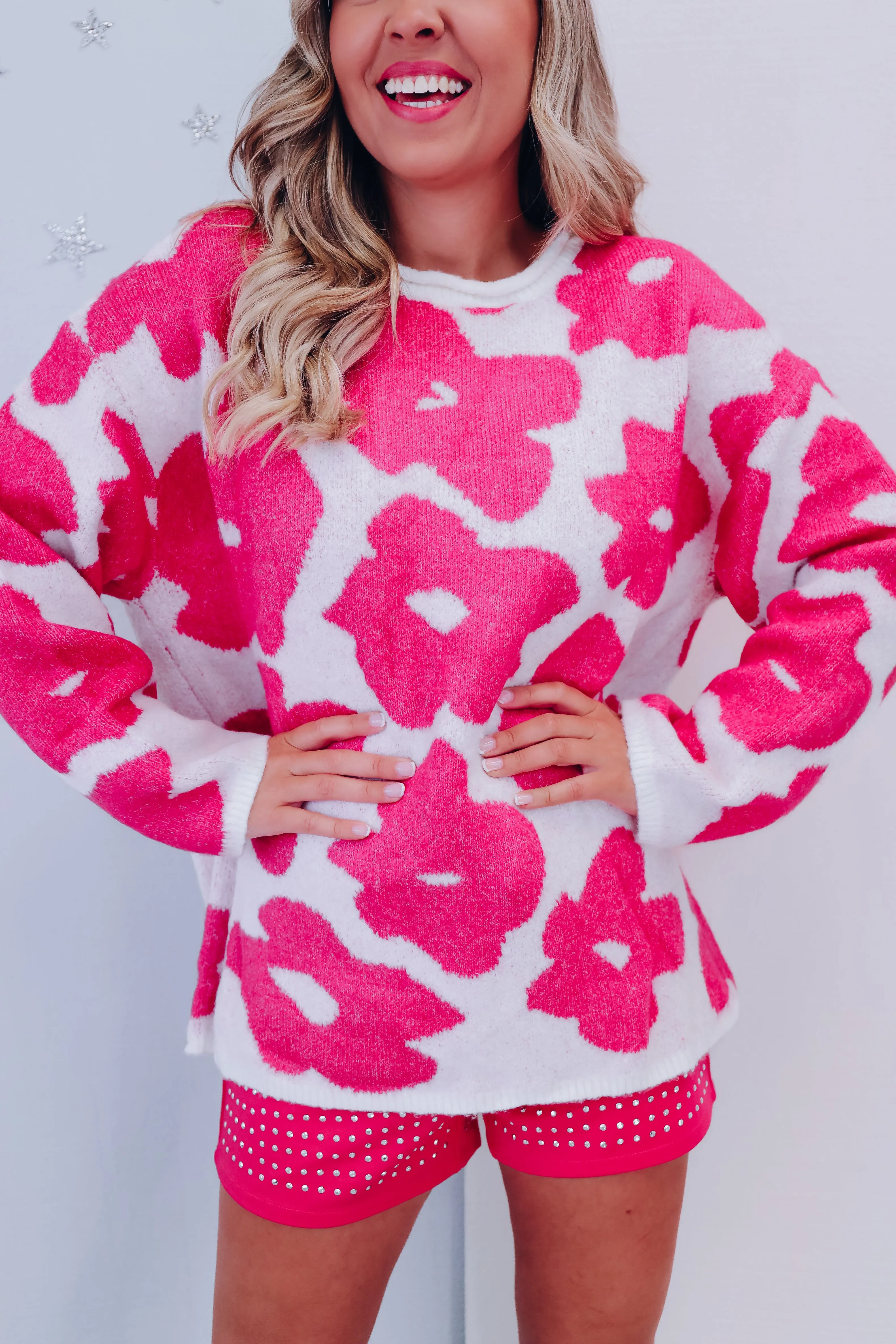 Let It Grow Knit Sweater - Pink