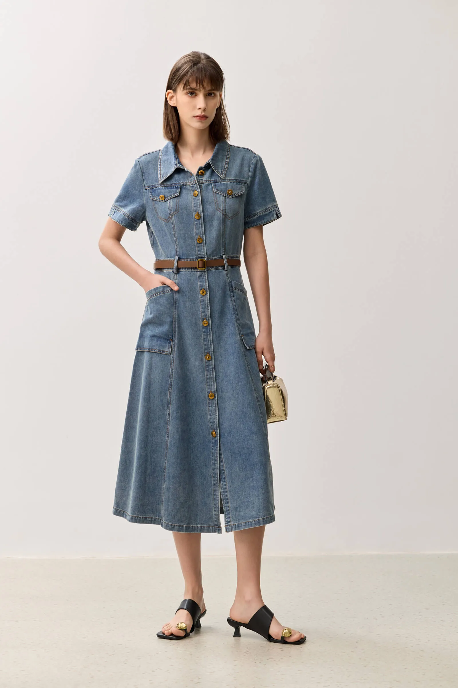 LILY Vintage Denim A-line Dress