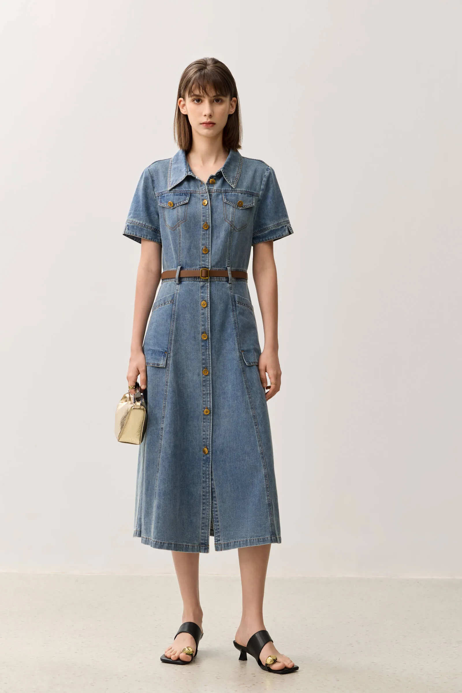 LILY Vintage Denim A-line Dress