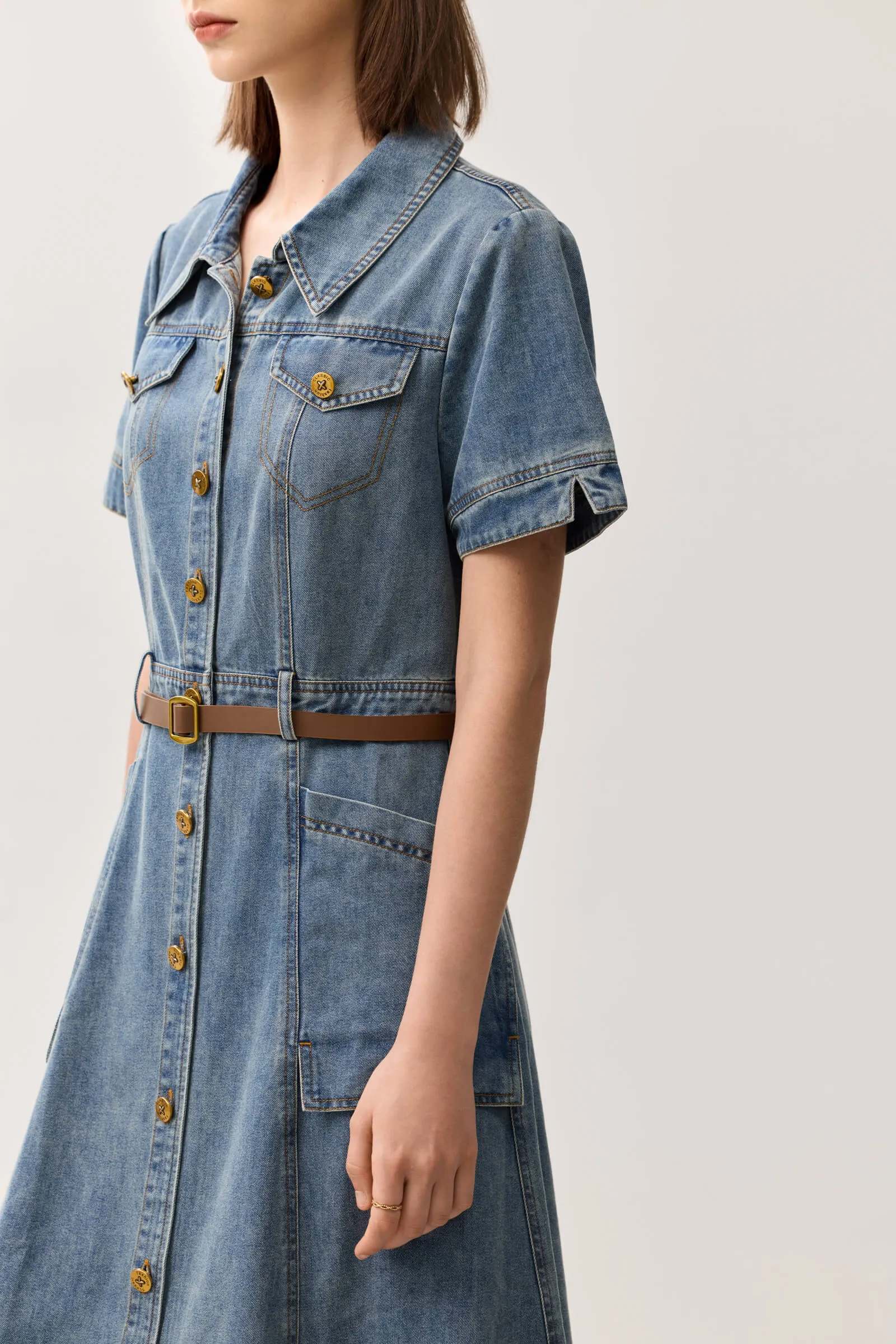 LILY Vintage Denim A-line Dress