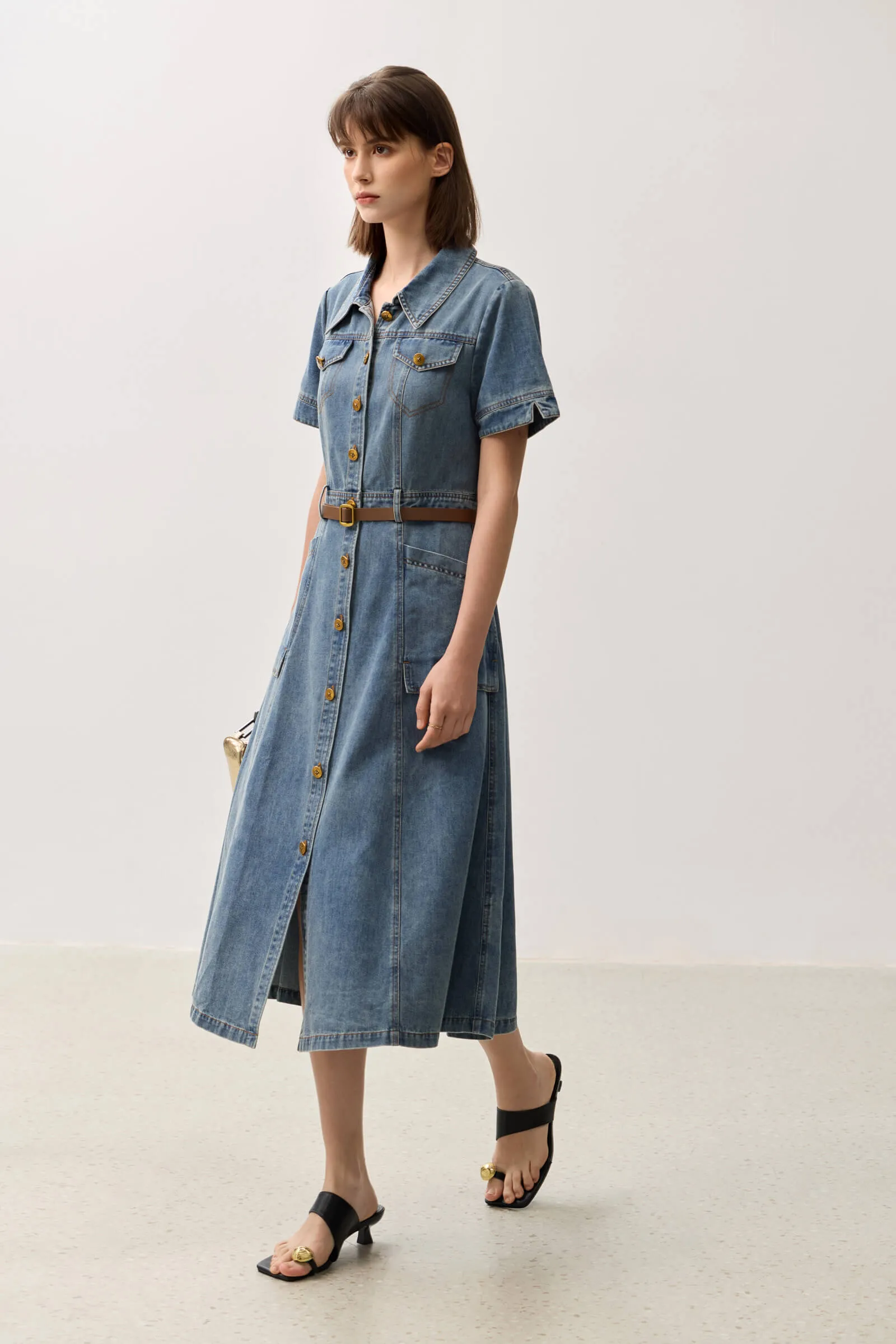 LILY Vintage Denim A-line Dress