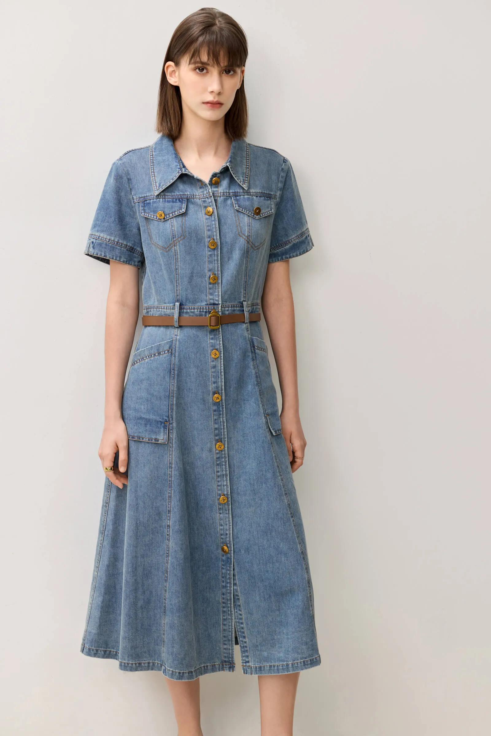 LILY Vintage Denim A-line Dress