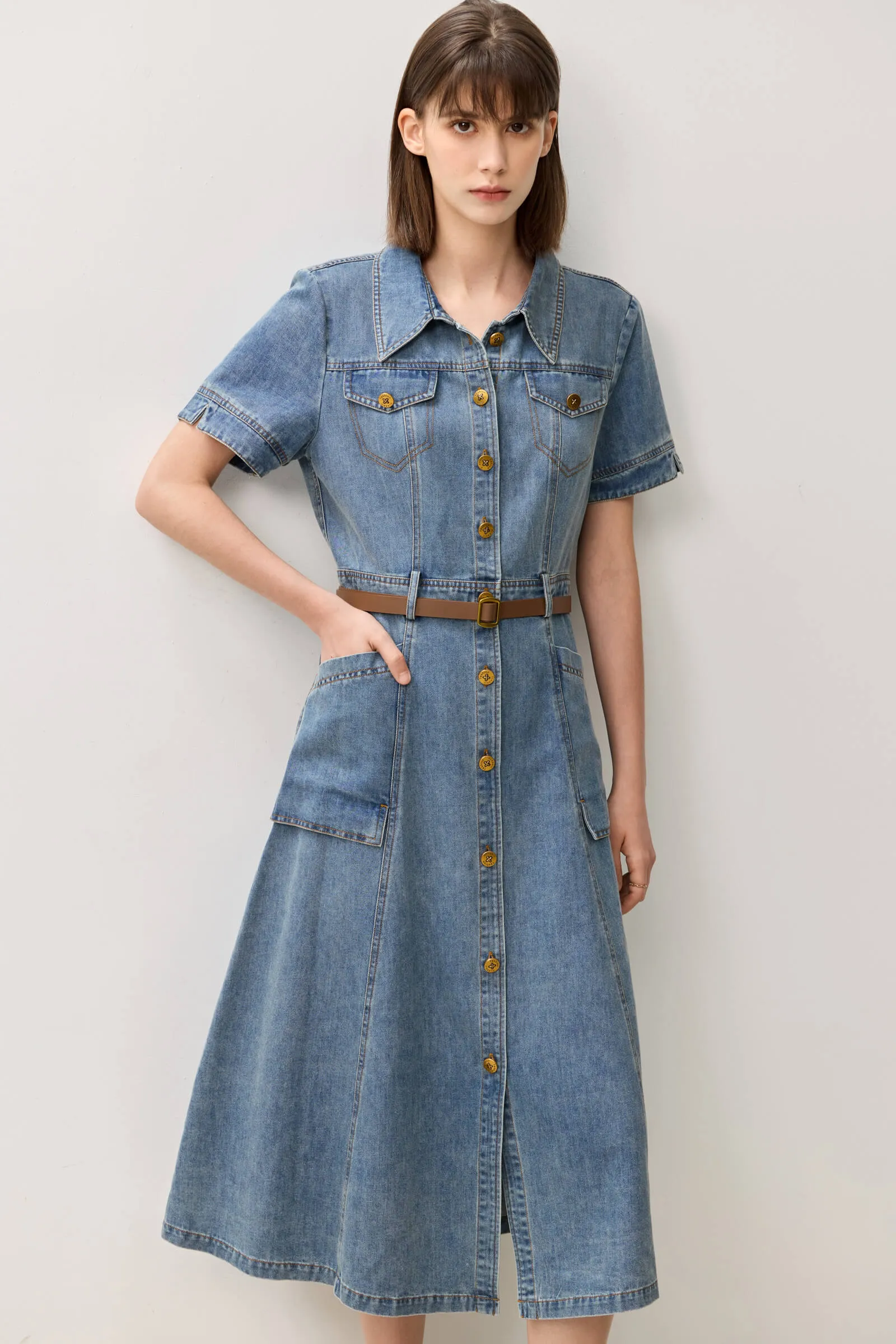 LILY Vintage Denim A-line Dress