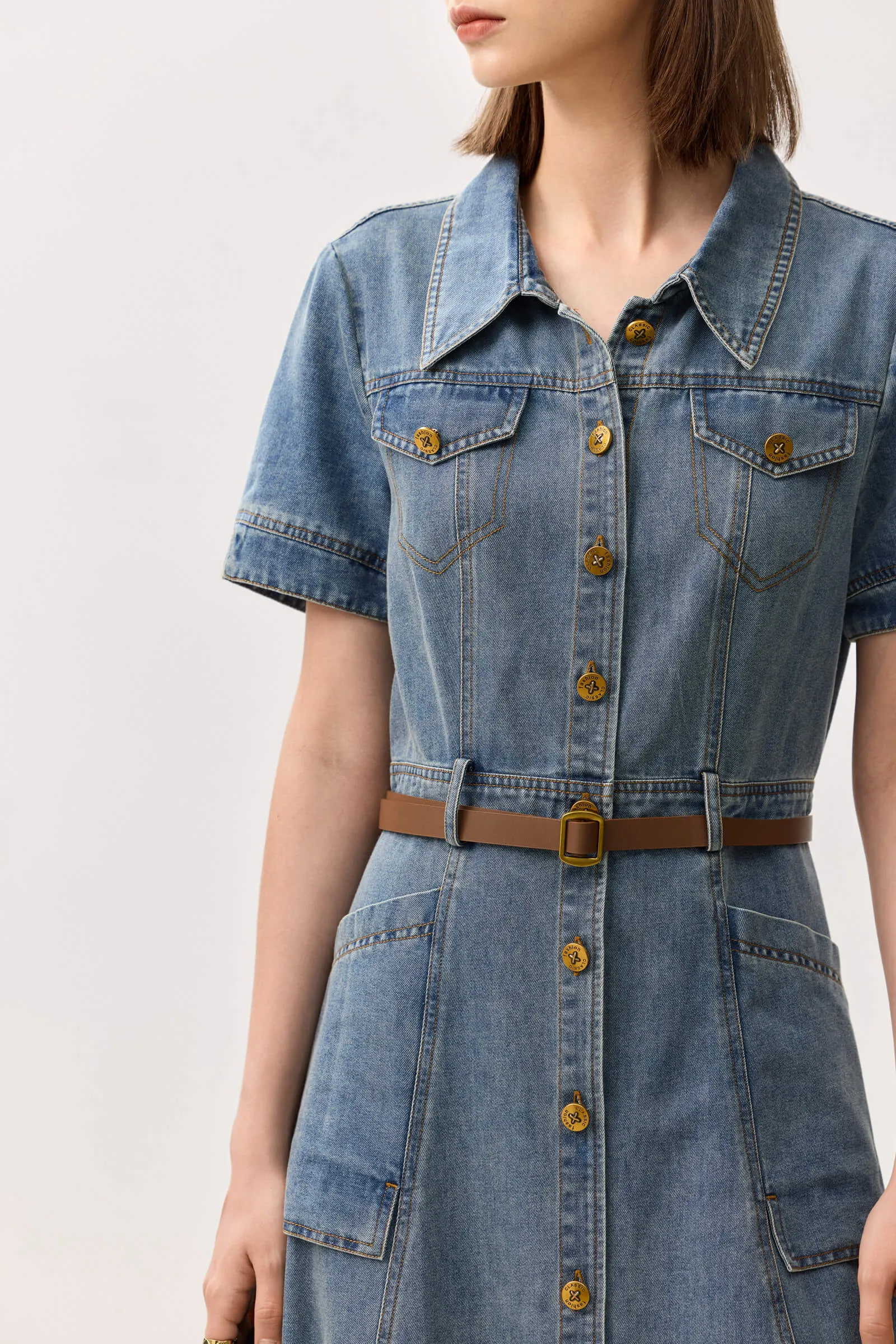 LILY Vintage Denim A-line Dress