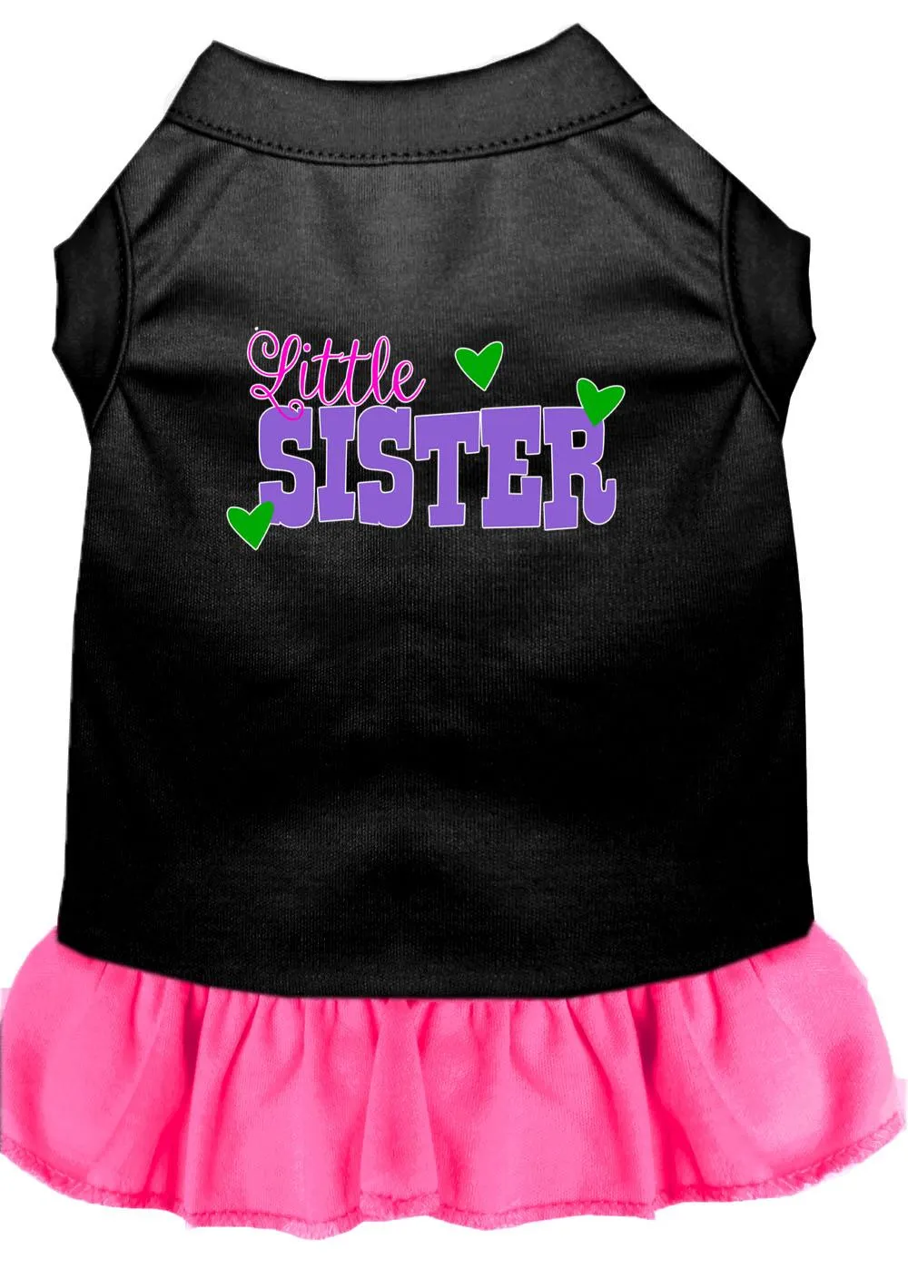 Little Sister Screen Print Dog Dress Black With Bright Pink Xxl