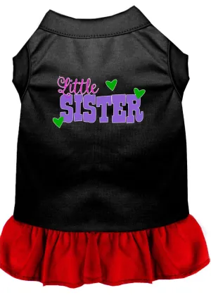 Little Sister Screen Print Dog Dress Black With Red Xxxl