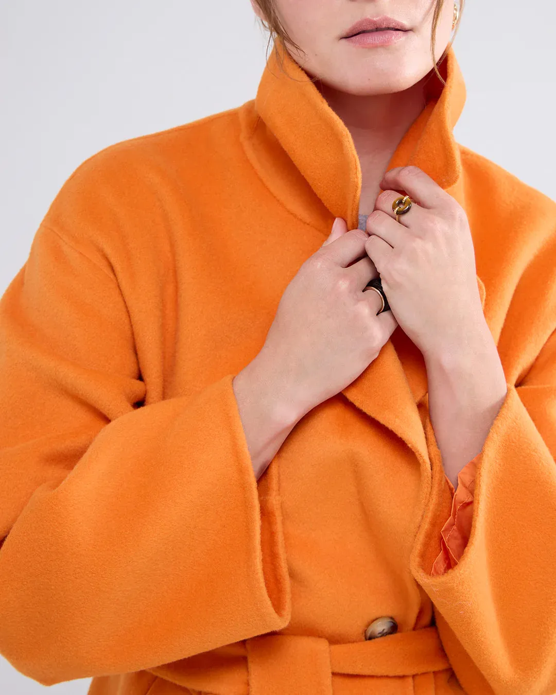 Long Wool Classic Coat in Orange