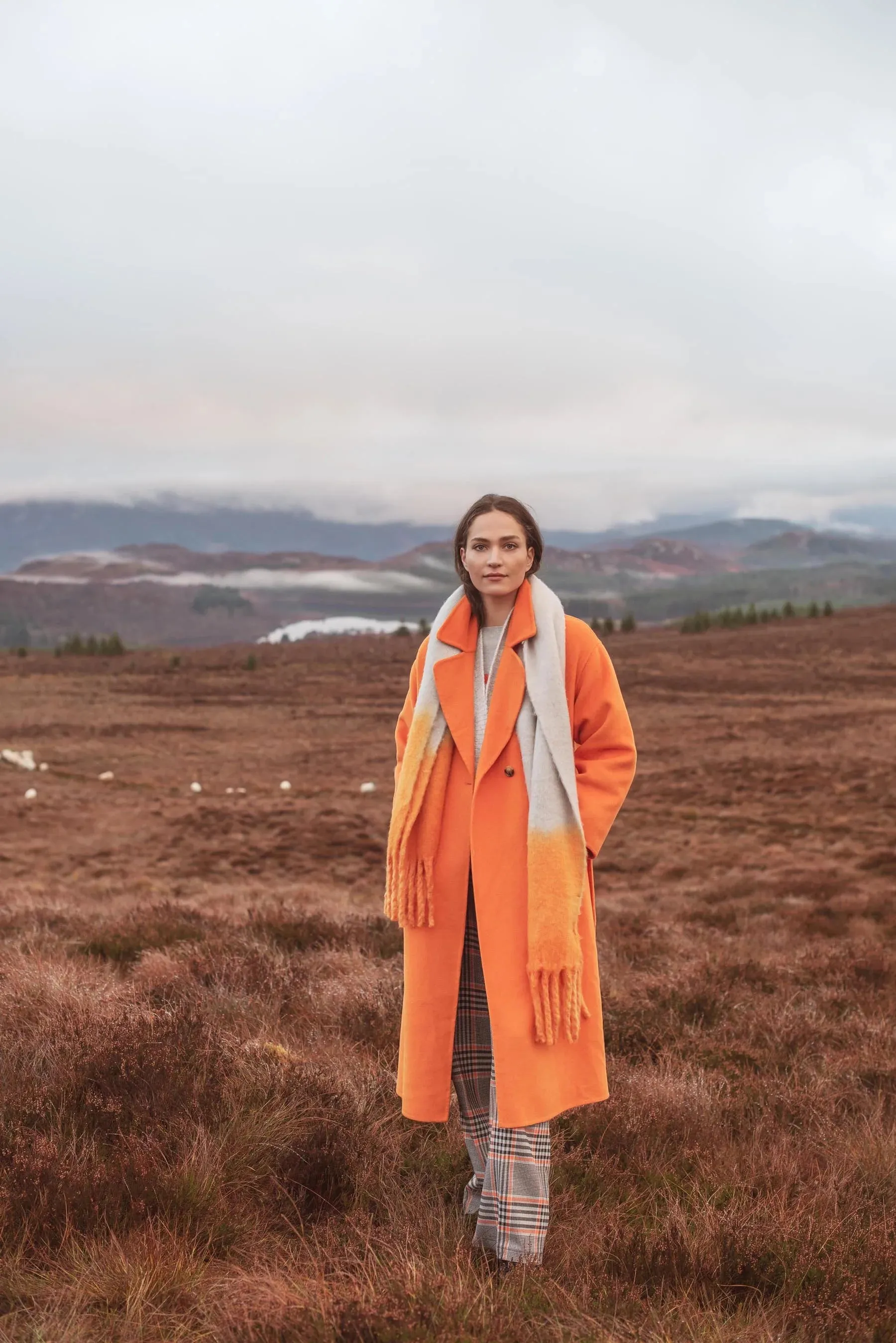 Long Wool Classic Coat in Orange